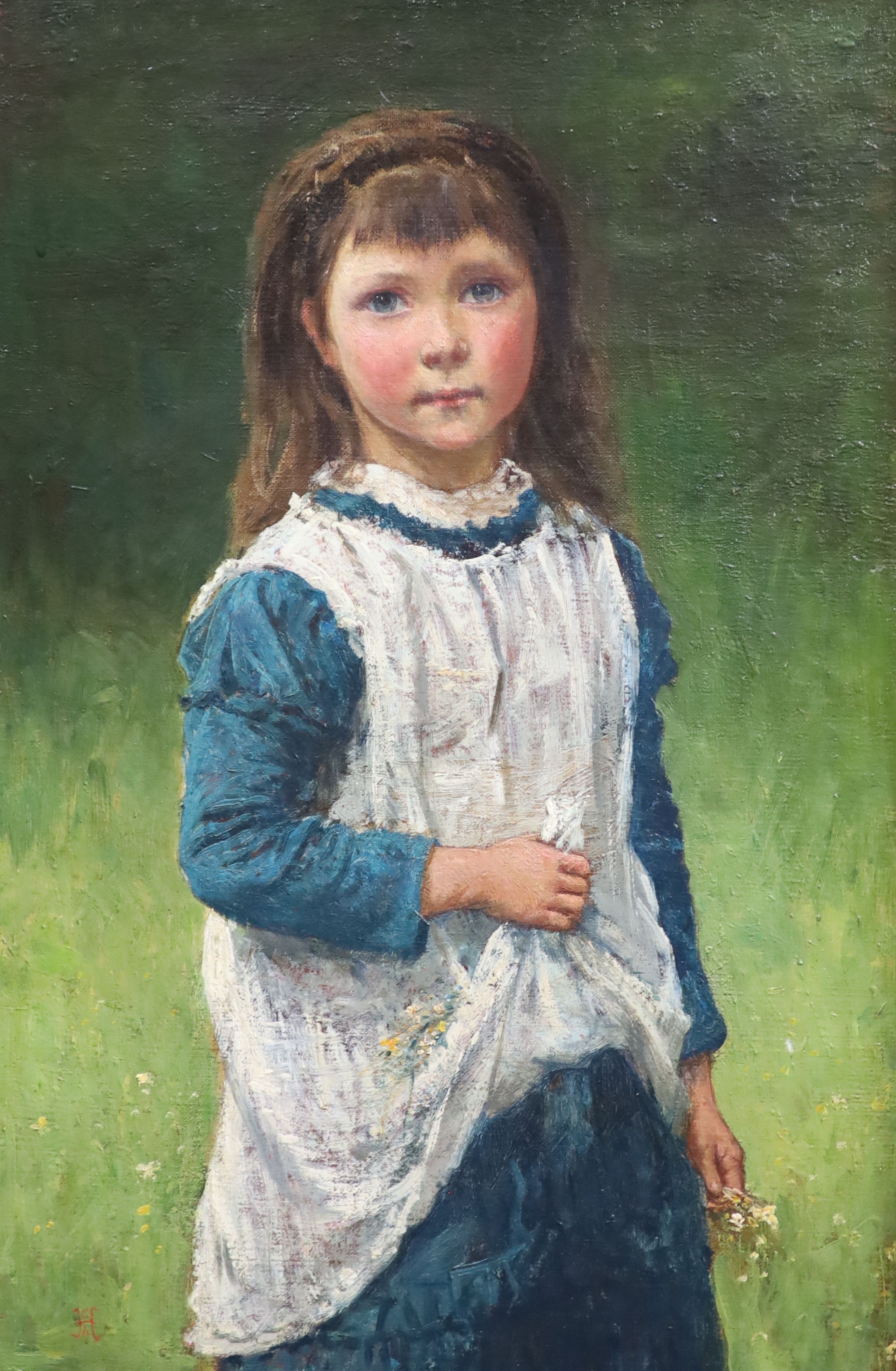 Victorian School , Portrait of a country girl, Oil on canvas, 46 x 30.5cm.